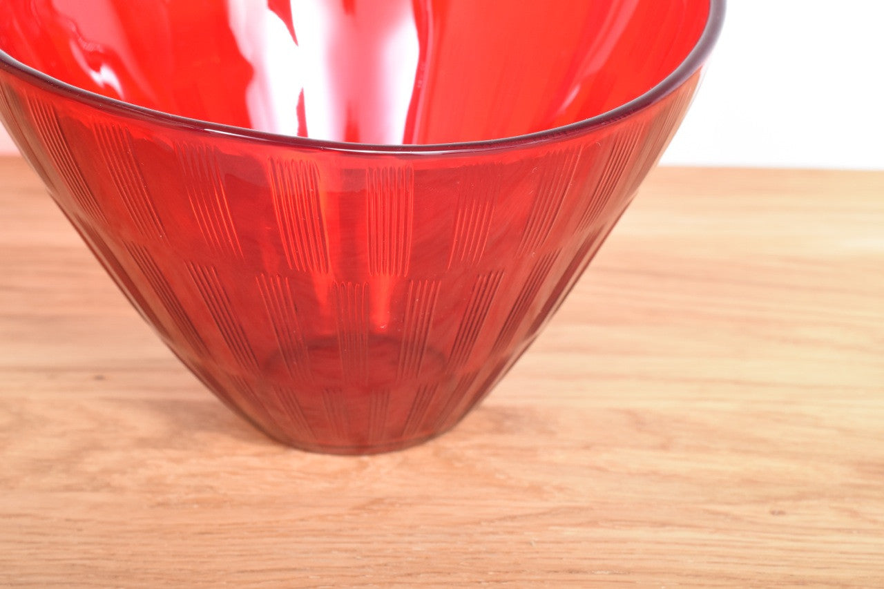 Red glass bowl