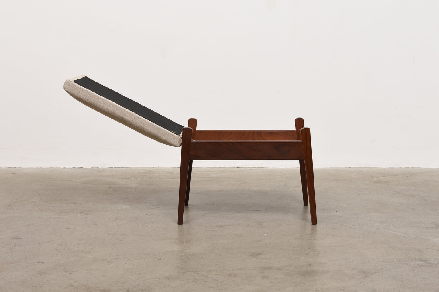 1960s teak + wool foot stool with storage