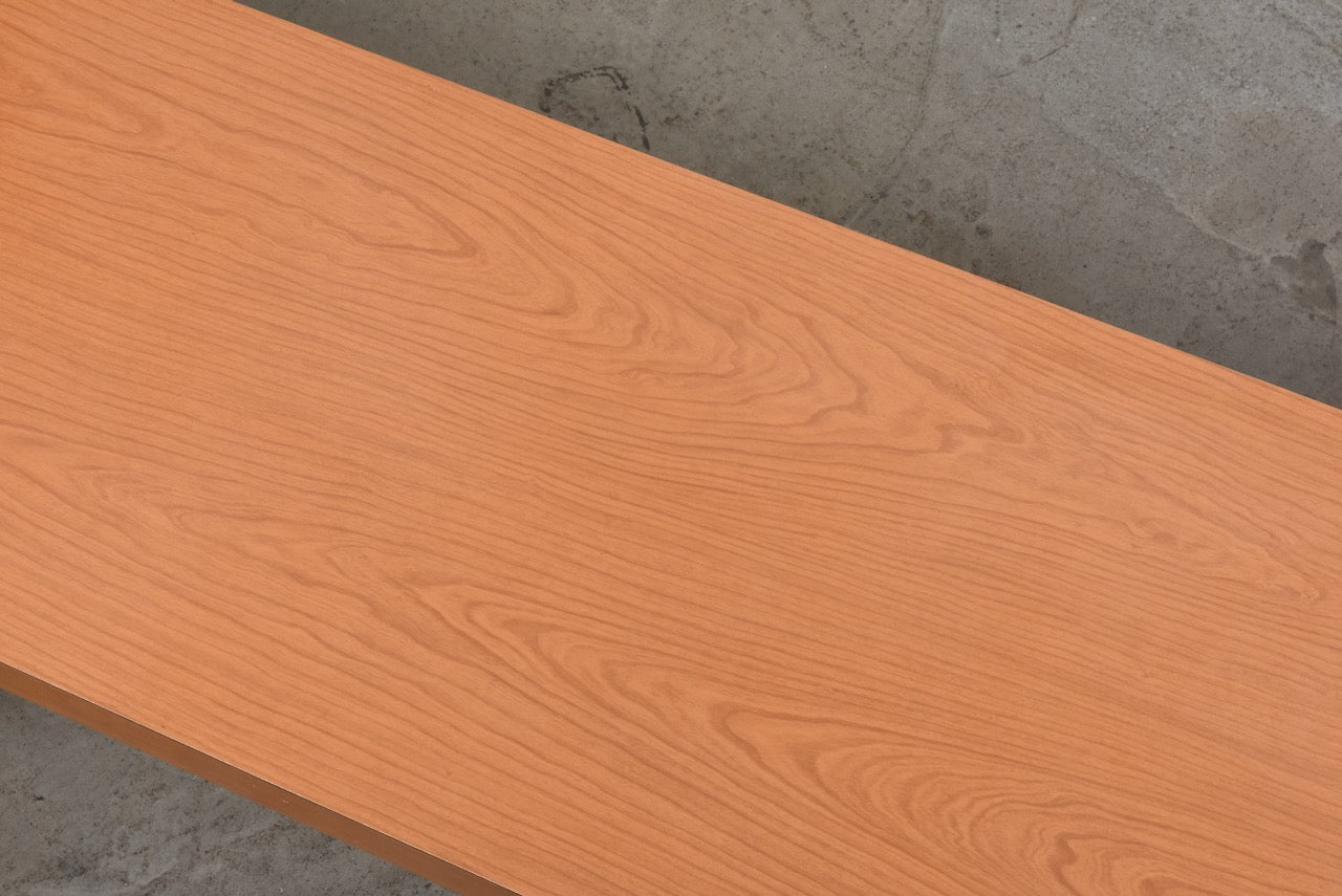 Long vintage bench in teak + oak