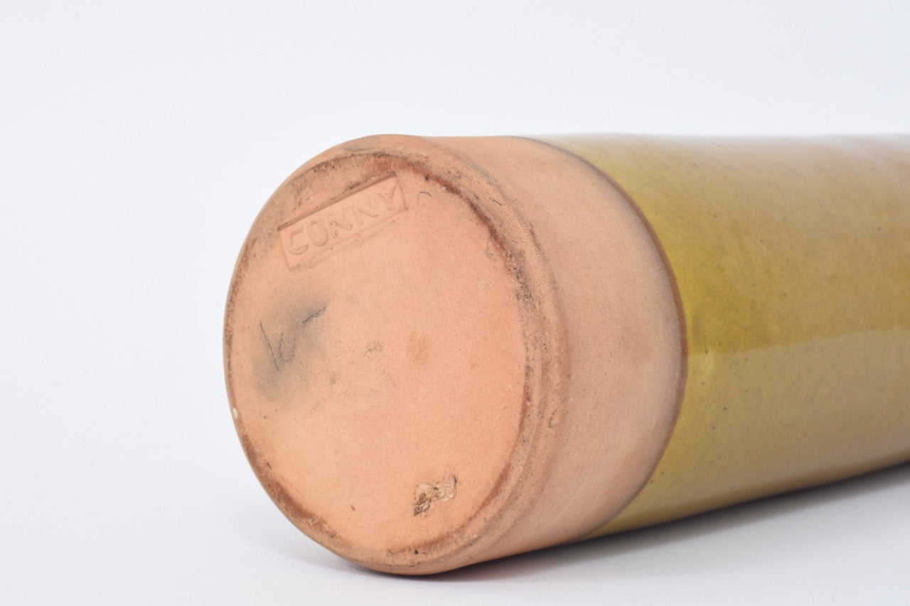 Tall stoneware vase in mustard by Conny Walther
