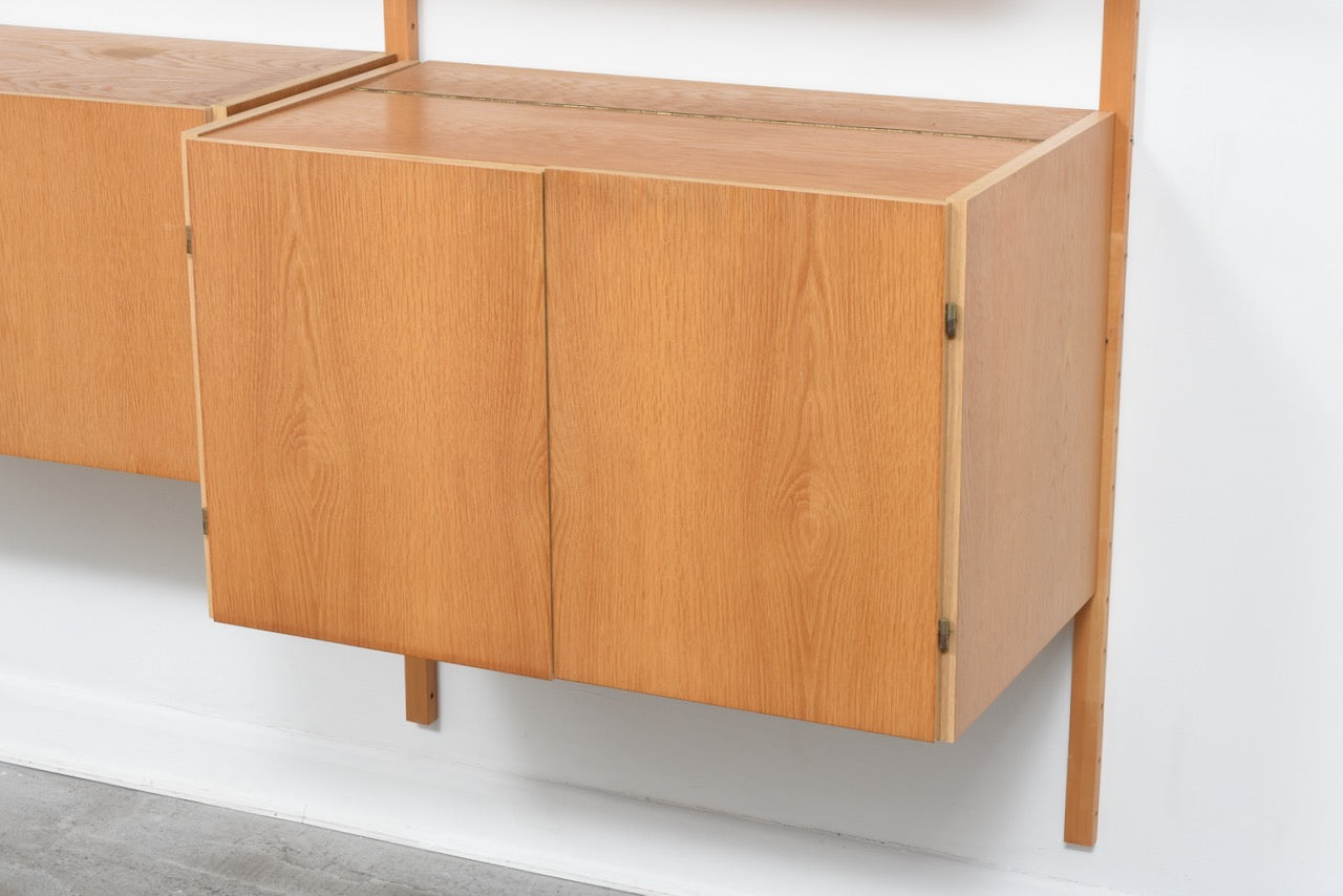 Two bays of PS shelving in oak