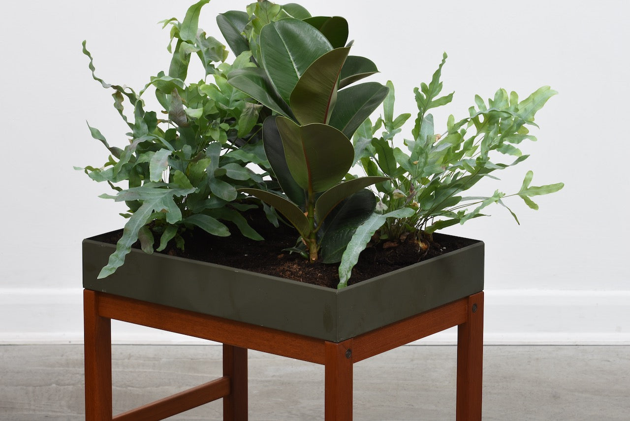 1960s teak + metal planter