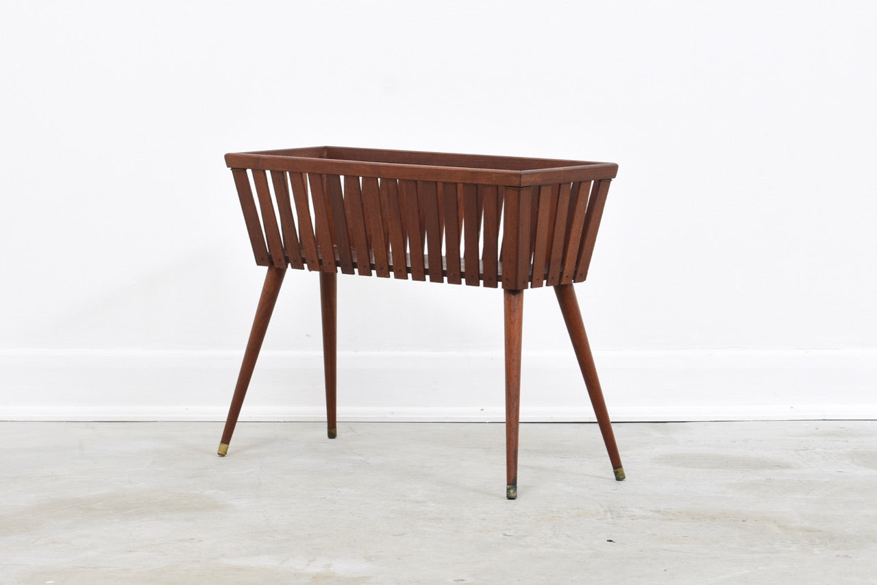 Slatted teak plant stand