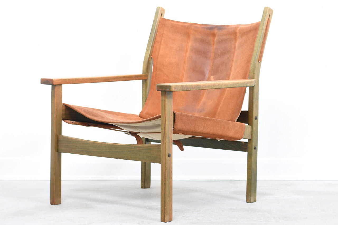 Beech + suede sling chair