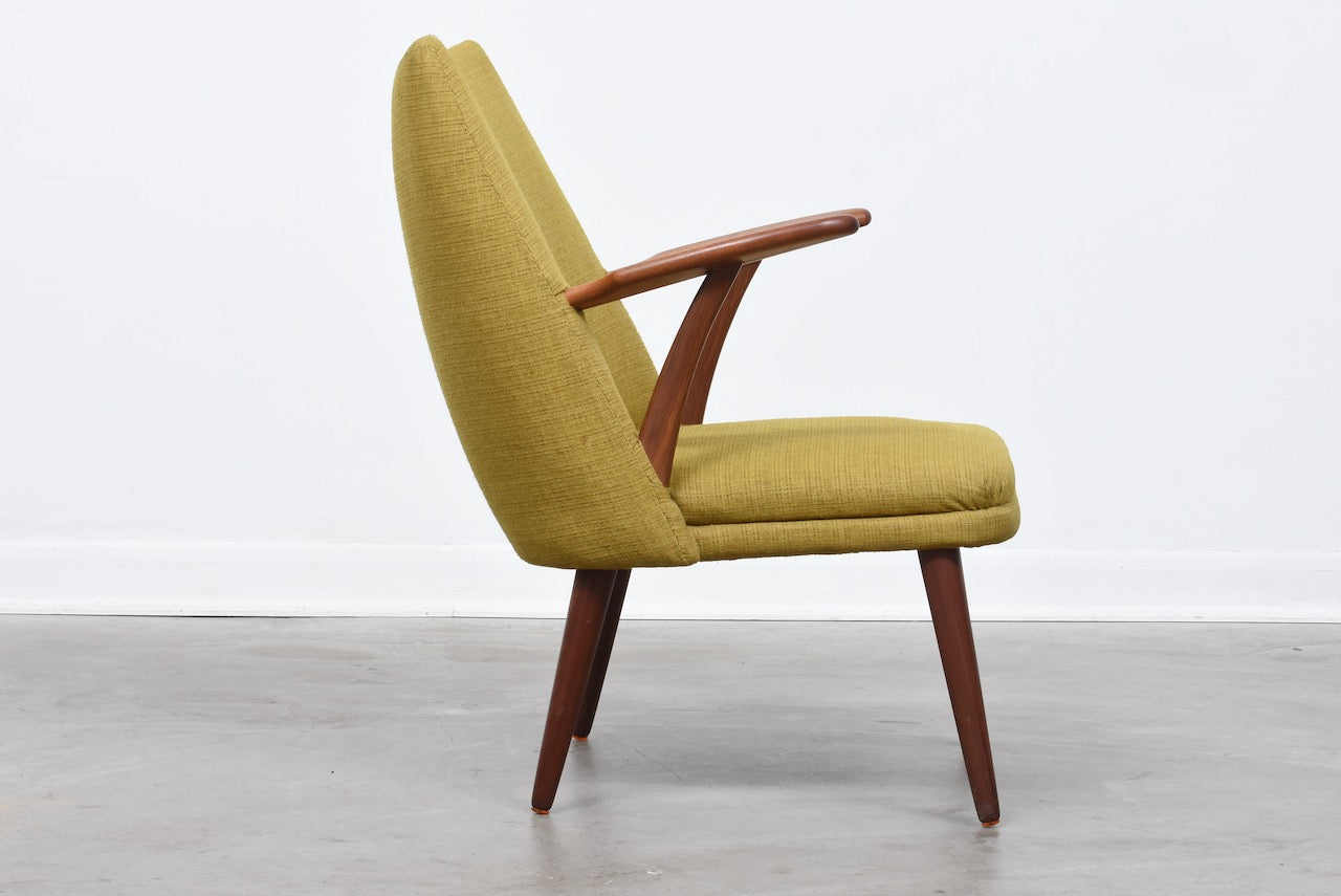 1960s teak + wool Danish lounger