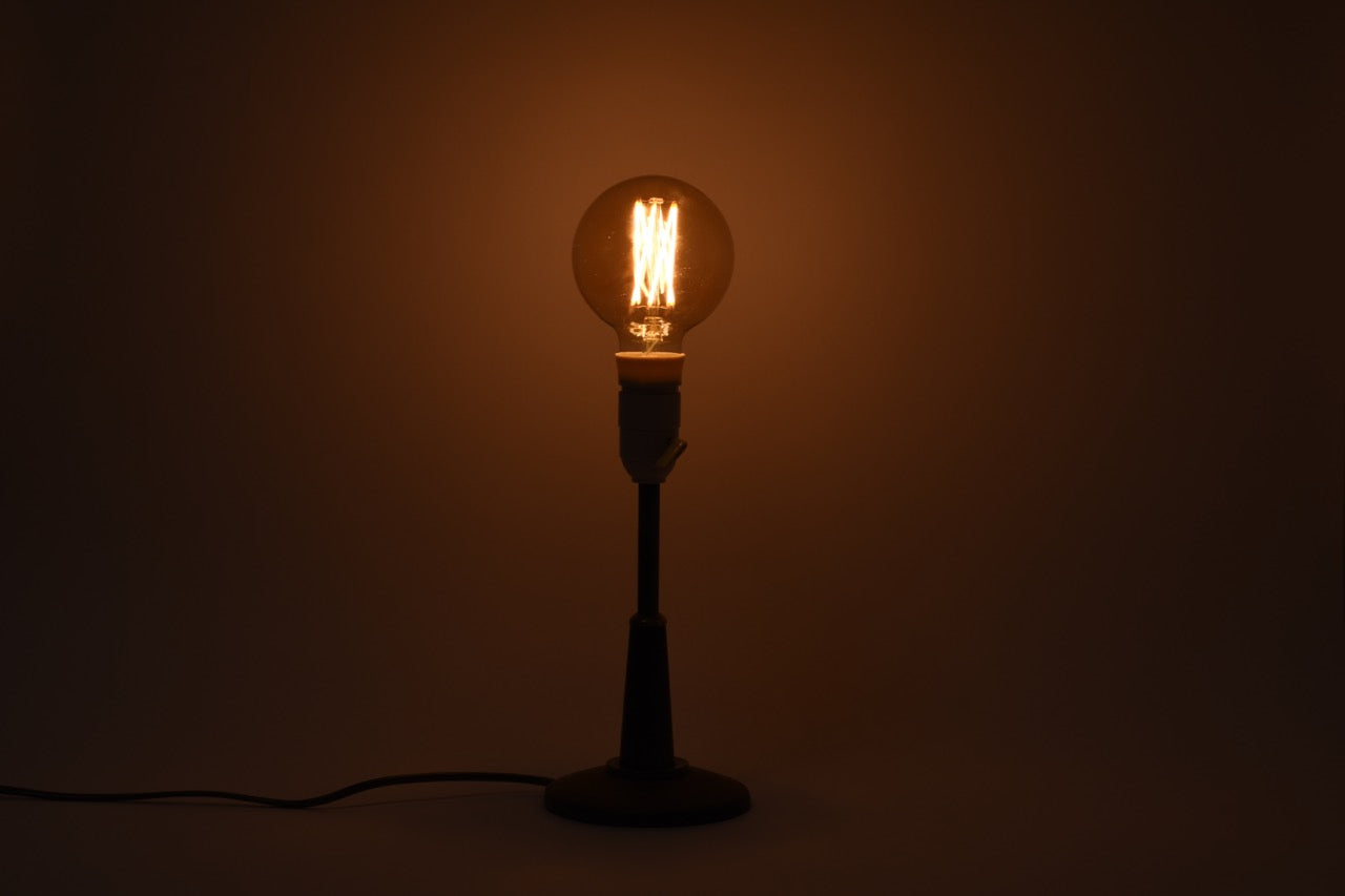 Vintage teak + brass table lamp