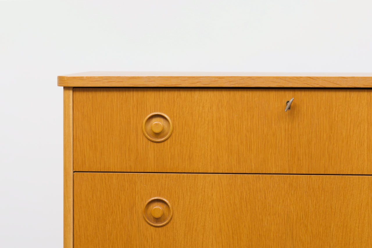 1970s oak chest of drawers on plinth base