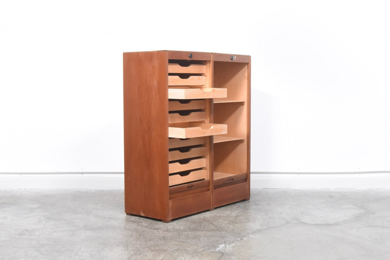 Filing unit with tambour doors