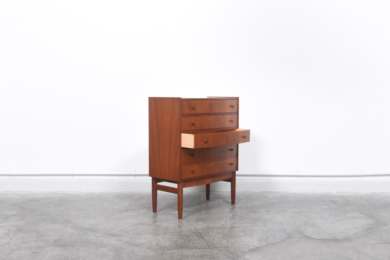On sale: Bow-fronted teak chest by Bornholms Møbelfabrik
