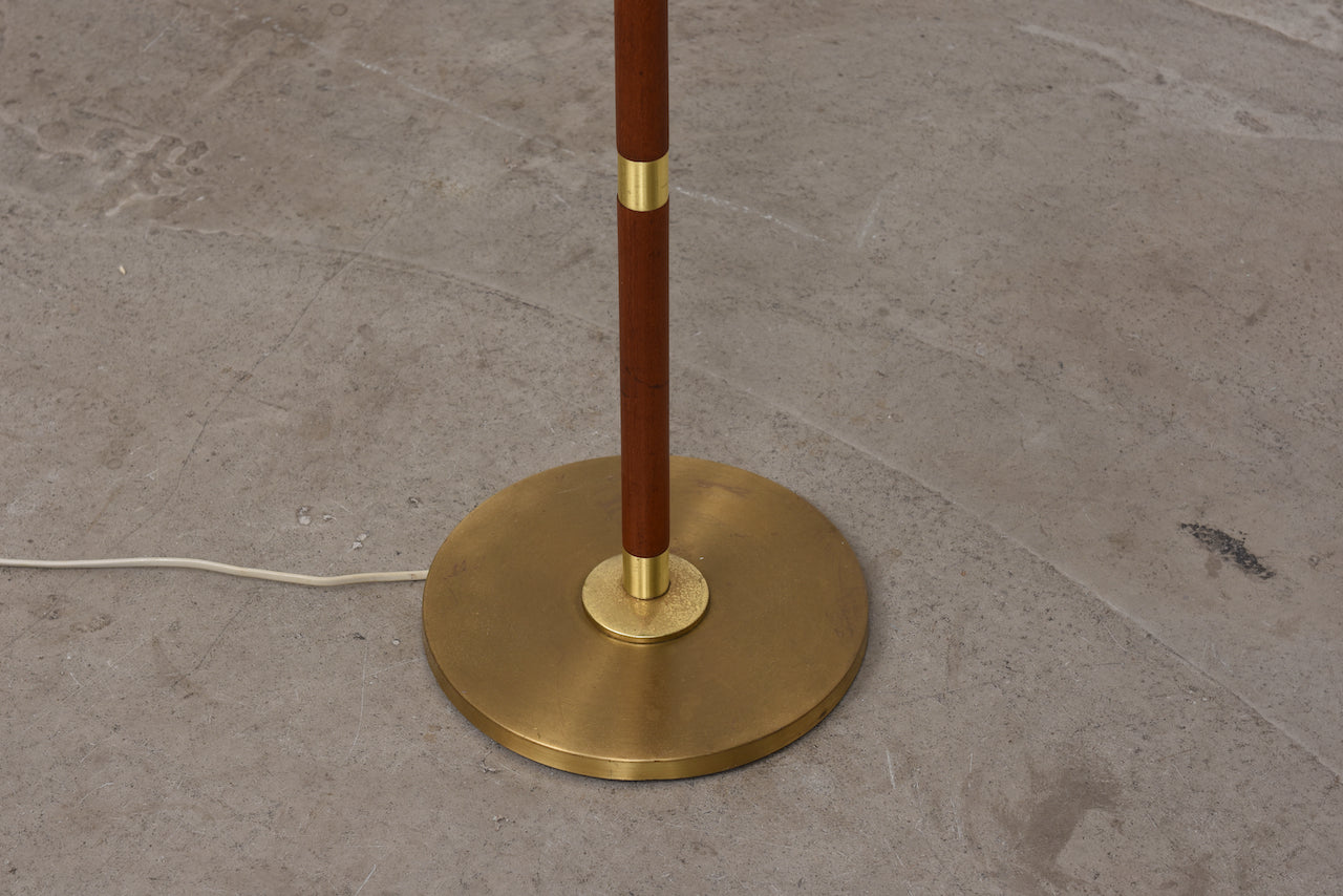 1960s Danish brass + teak floor lamp