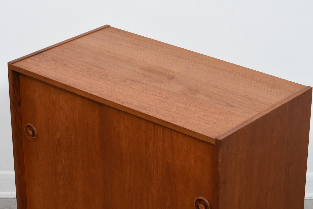 Vintage low teak storage cabinet no. 1