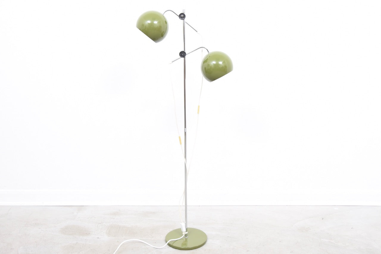 Vintage twin-headed floor lamp with domed shades