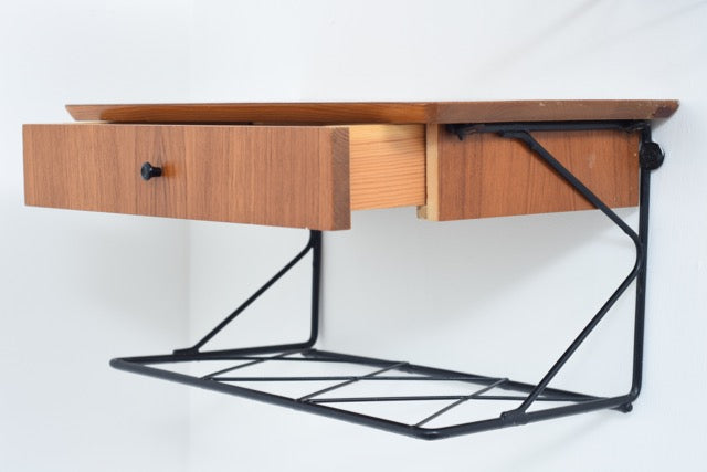 Pair of floating bedside tables in teak