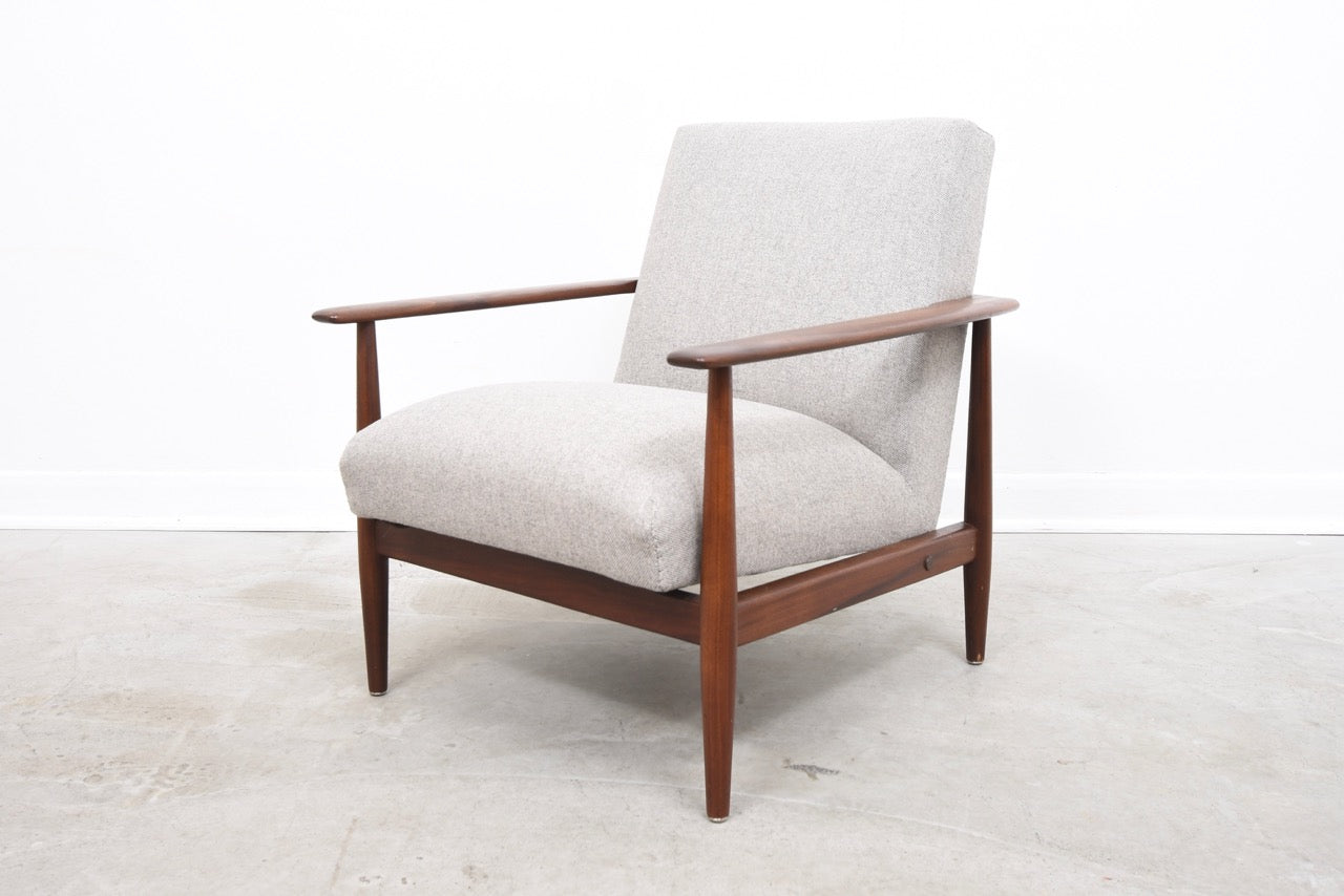 Low back lounger with new wool upholstery