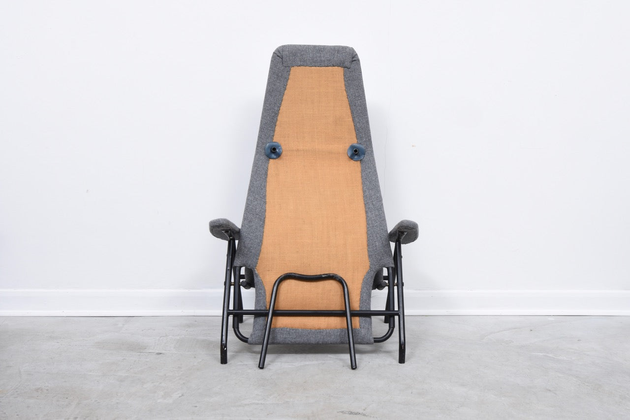 1960s reclining chaise lounge with new upholstery