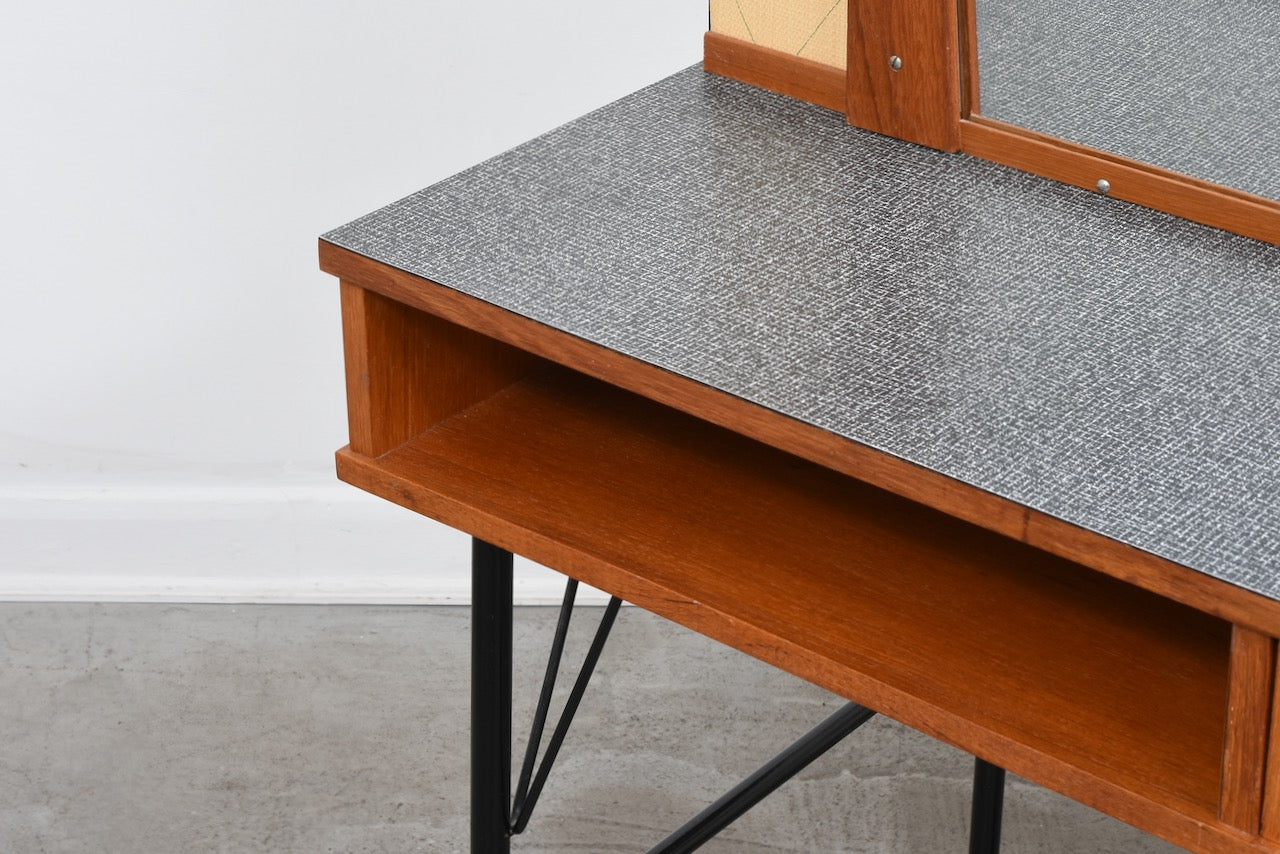 1960s beauty station in teak + metal