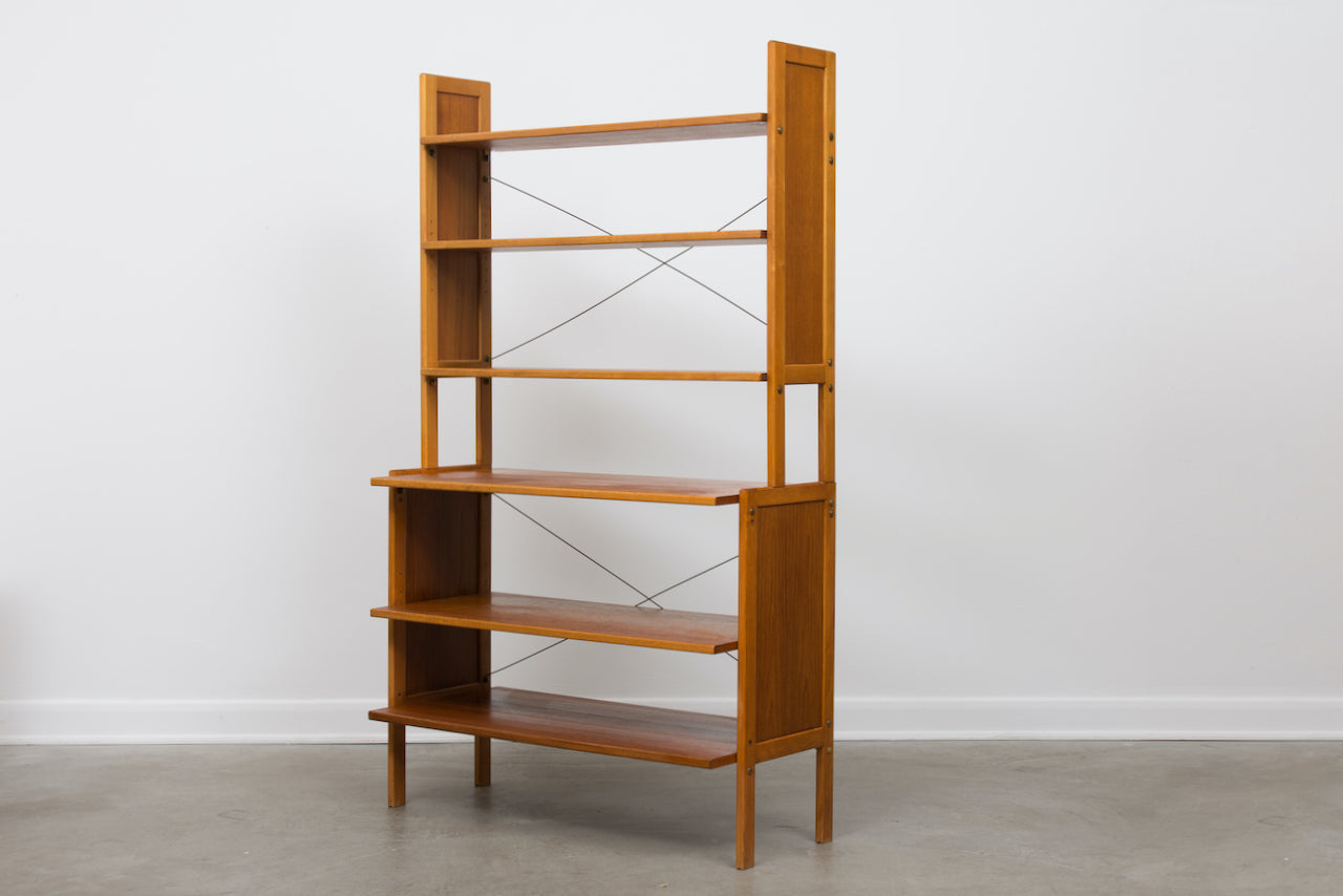 Vintage Swedish shelving unit in teak + beech