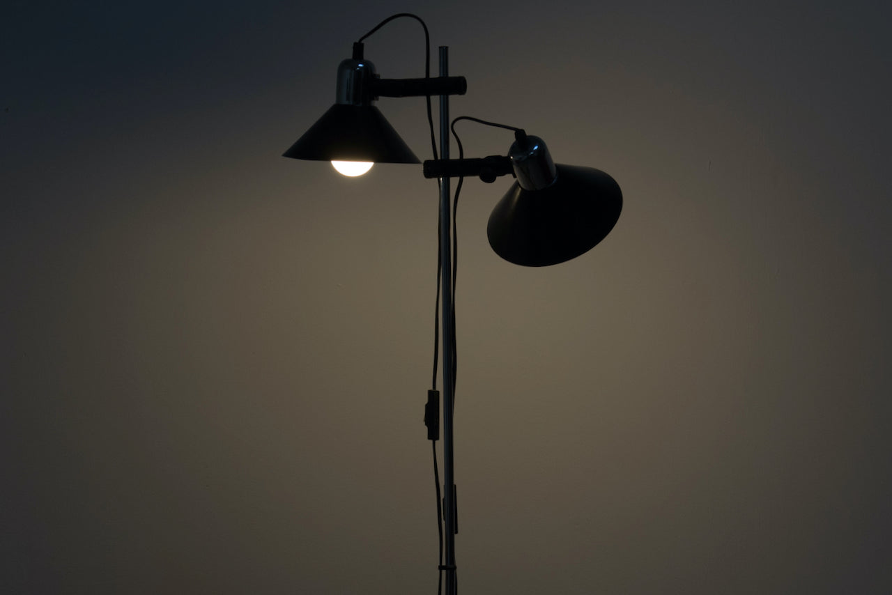 1980s Danish twin-headed floor lamp