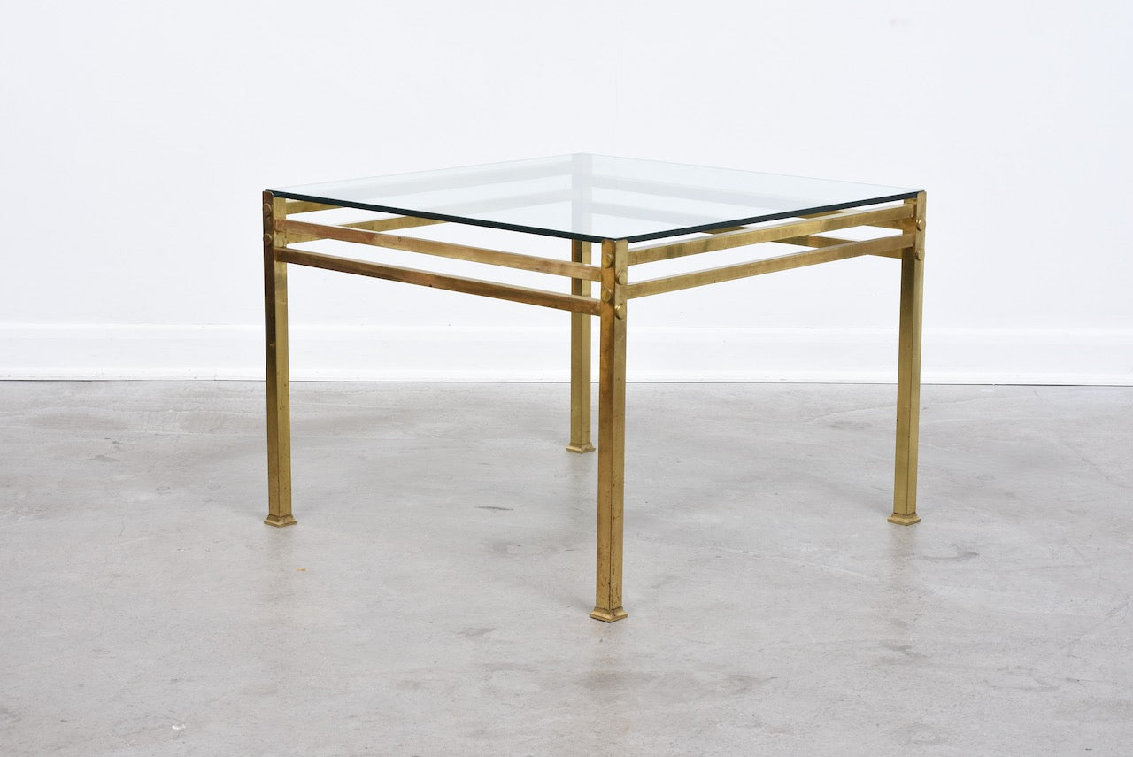 1970s brass + glass coffee table - 70 cm
