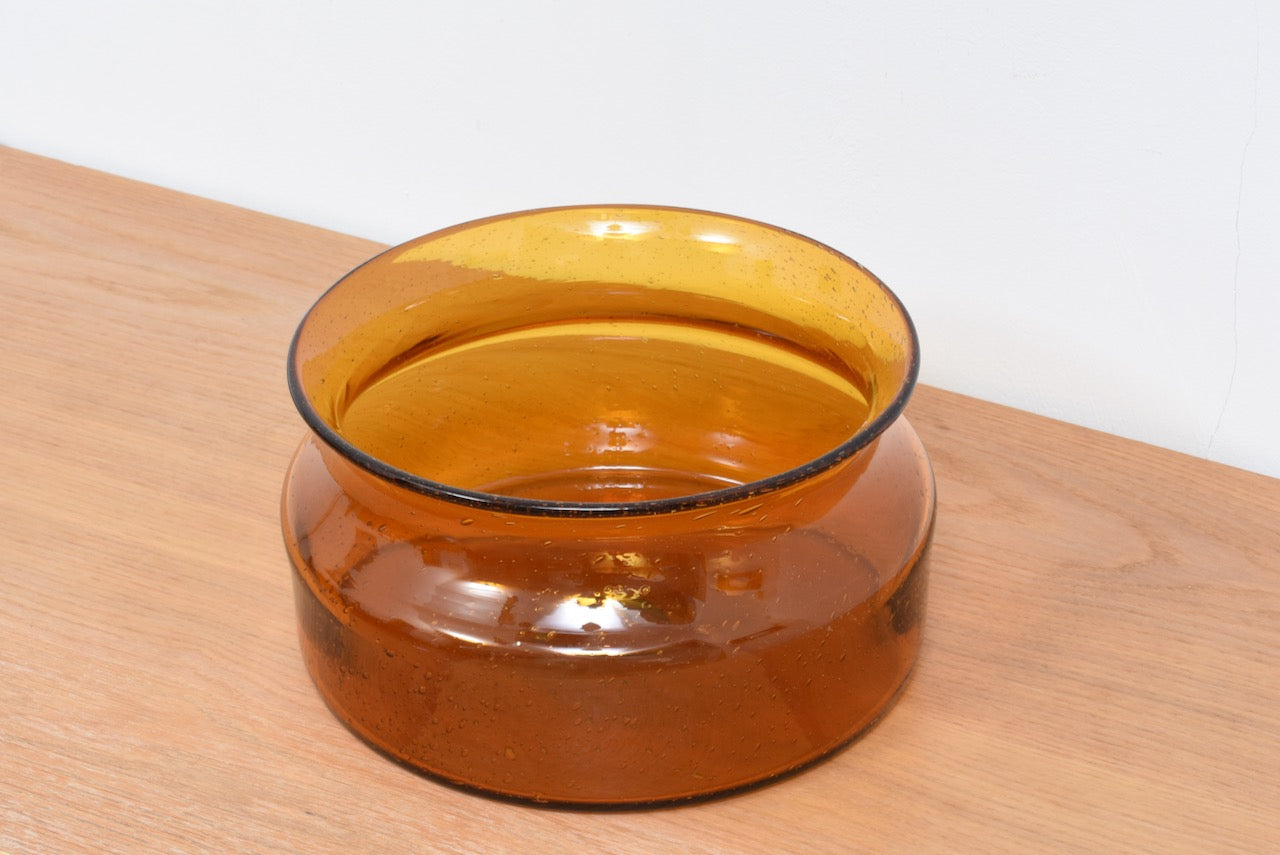 Amber glass fruit bowl by Erik Hoglund