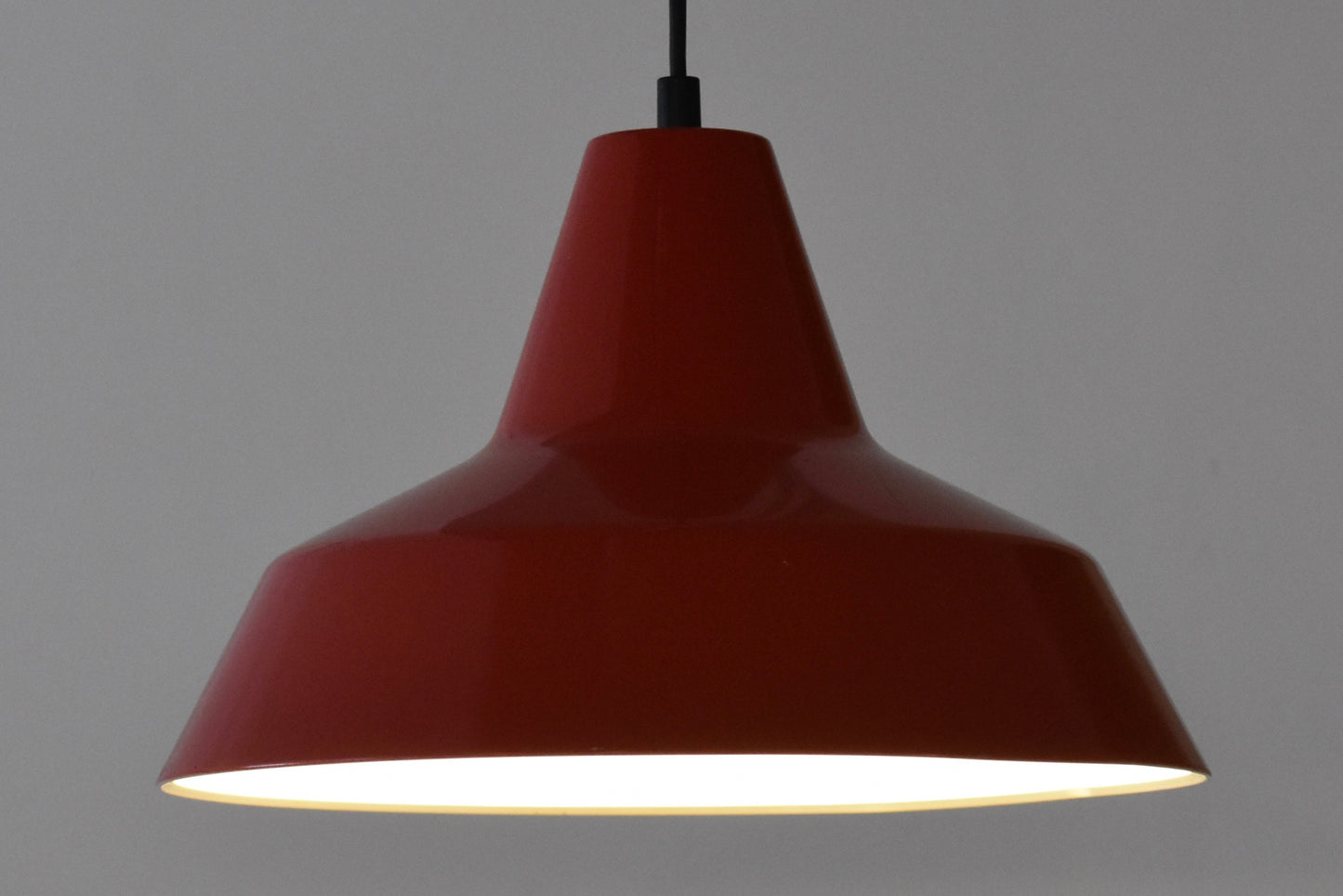 Vintage red enamel ceiling light by Lyskaer Belysning