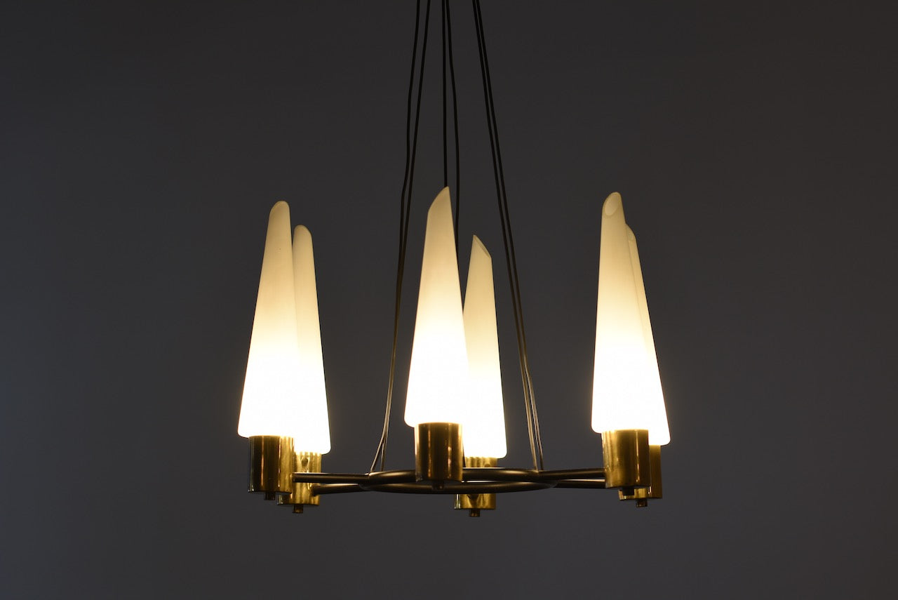 1950s metal + glass chandelier