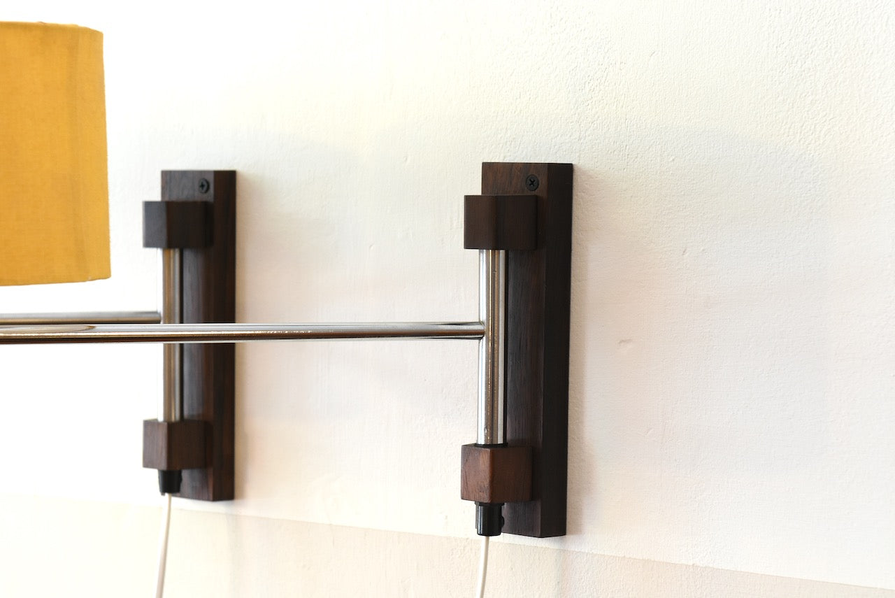 Two available: 1960s rosewood + metal wall lights