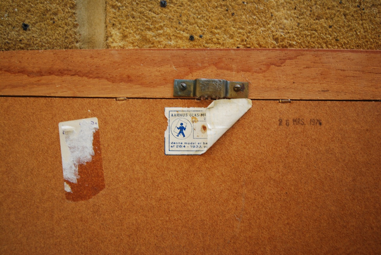 Medium length mirror with teak frame