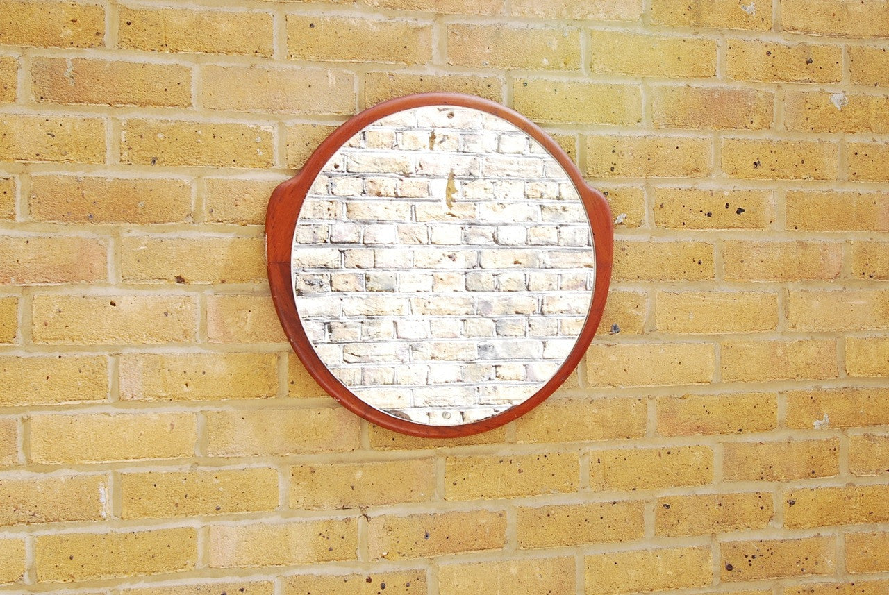 Round teak mirror