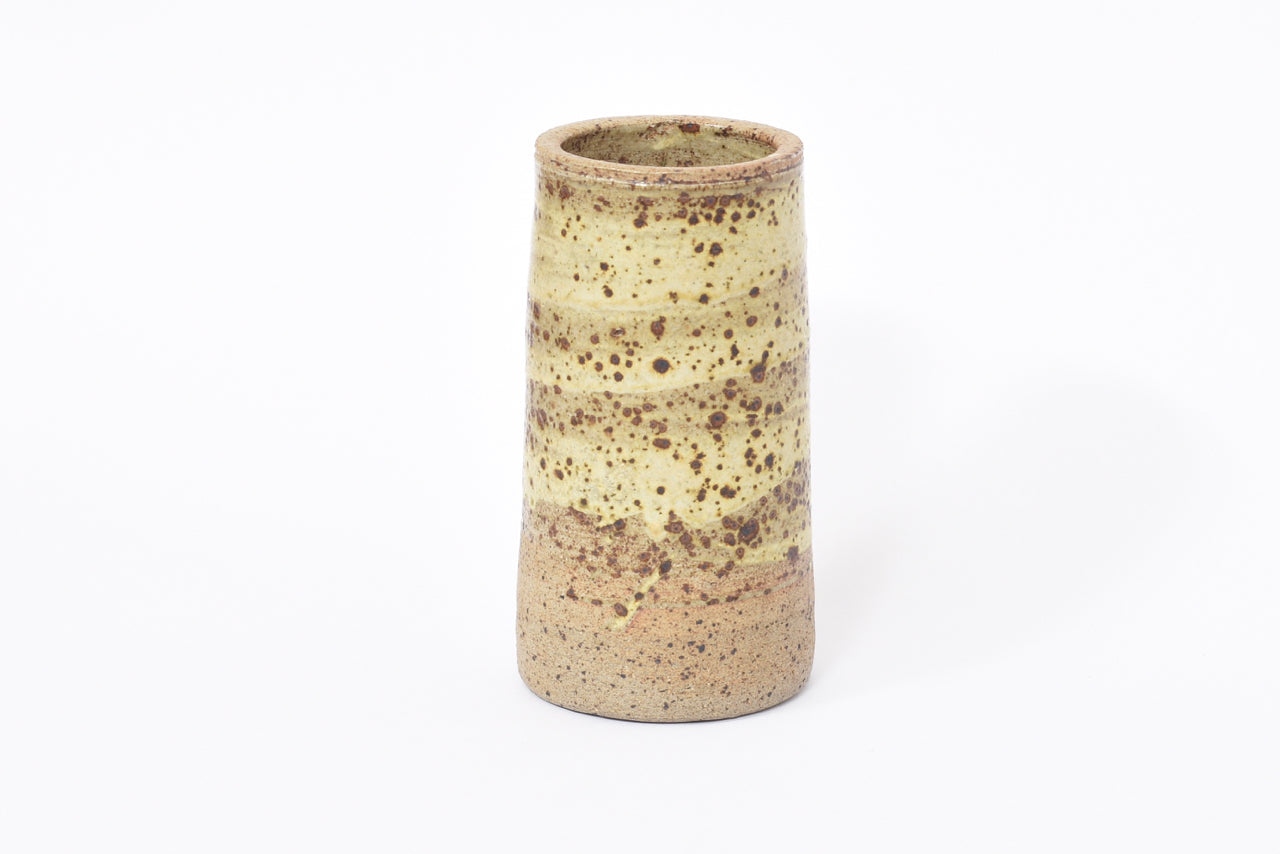 Vintage stoneware vase with speckled matt glaze