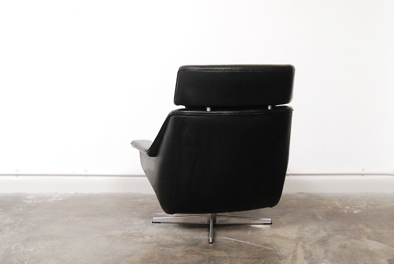 High back lounge chair with foot stool