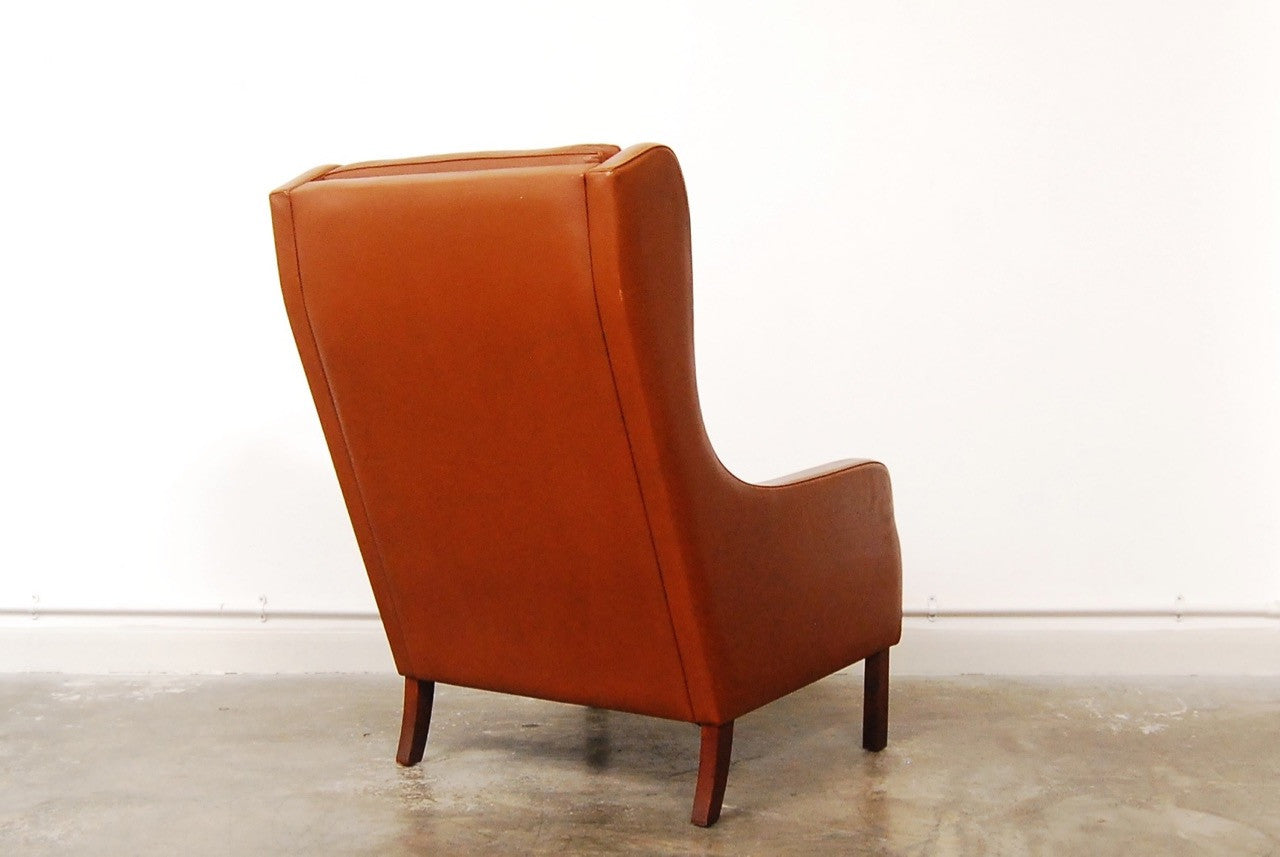 High back leather lounge chair