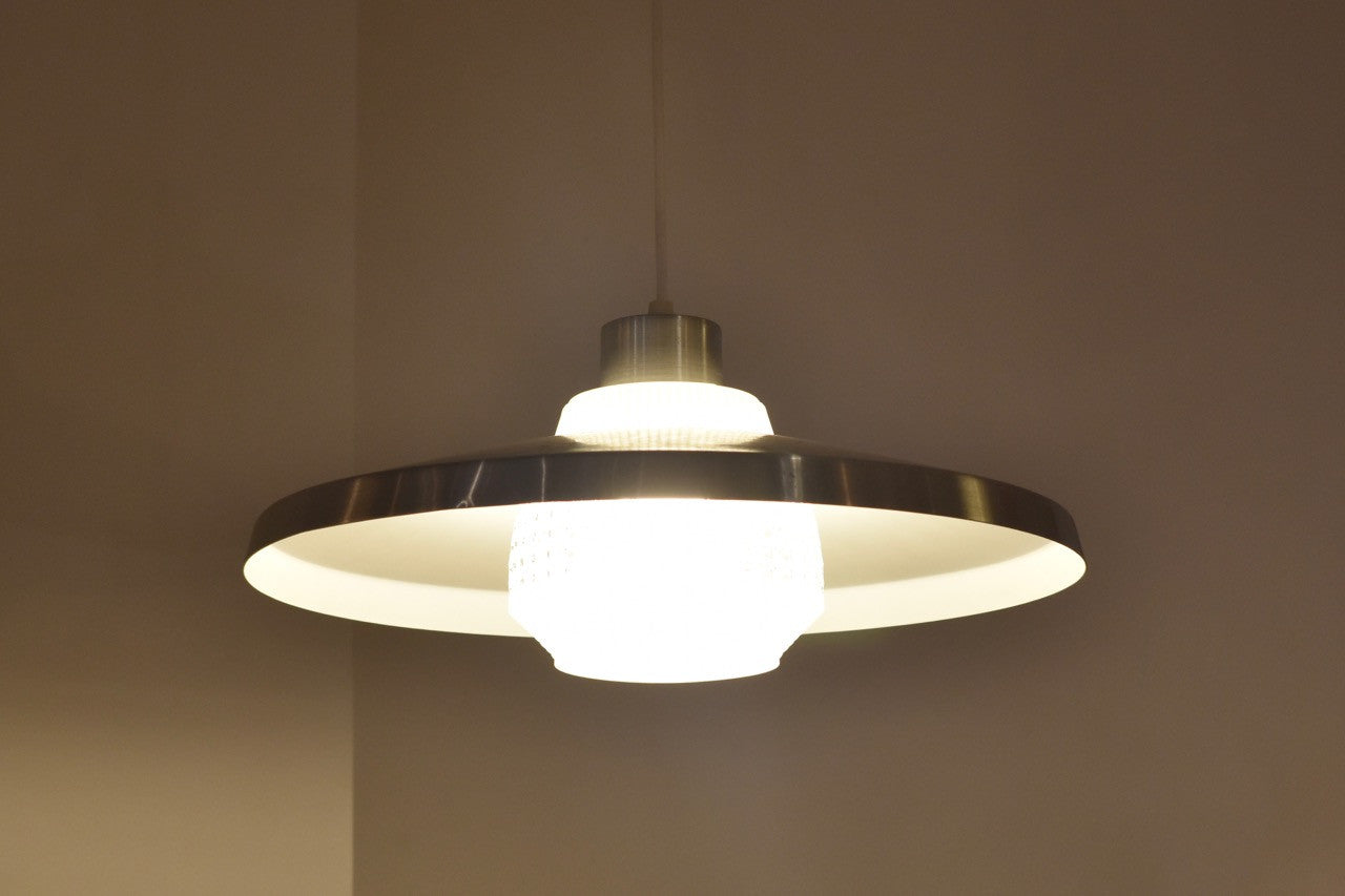 Glass + brushed steel ceiling light