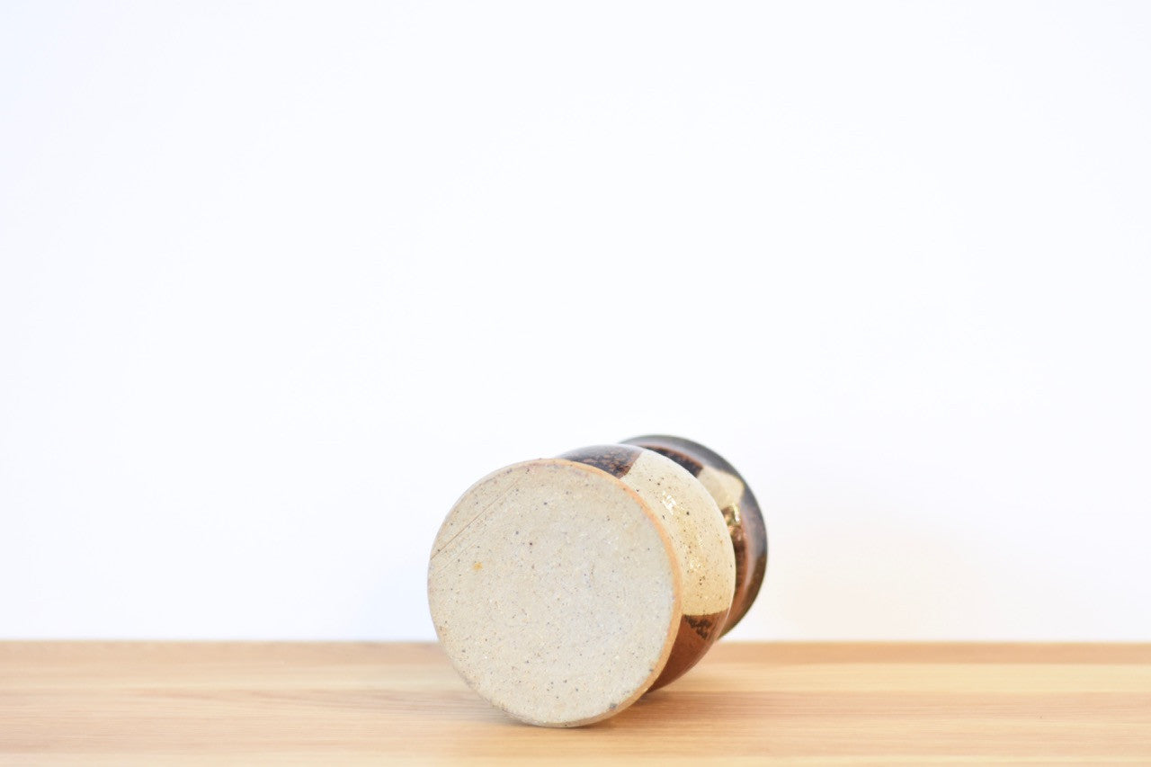 Stoneware vase with black, brown and grey glaze
