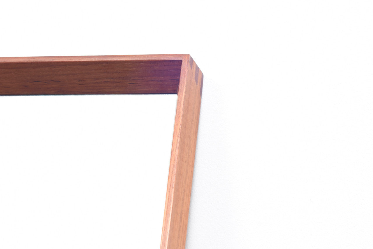 Rectangular teak mirror with dovetail joints