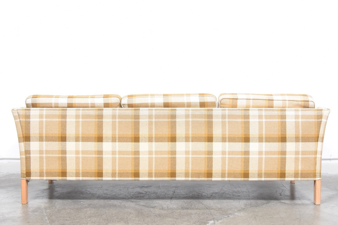Plaid wool three seat sofa