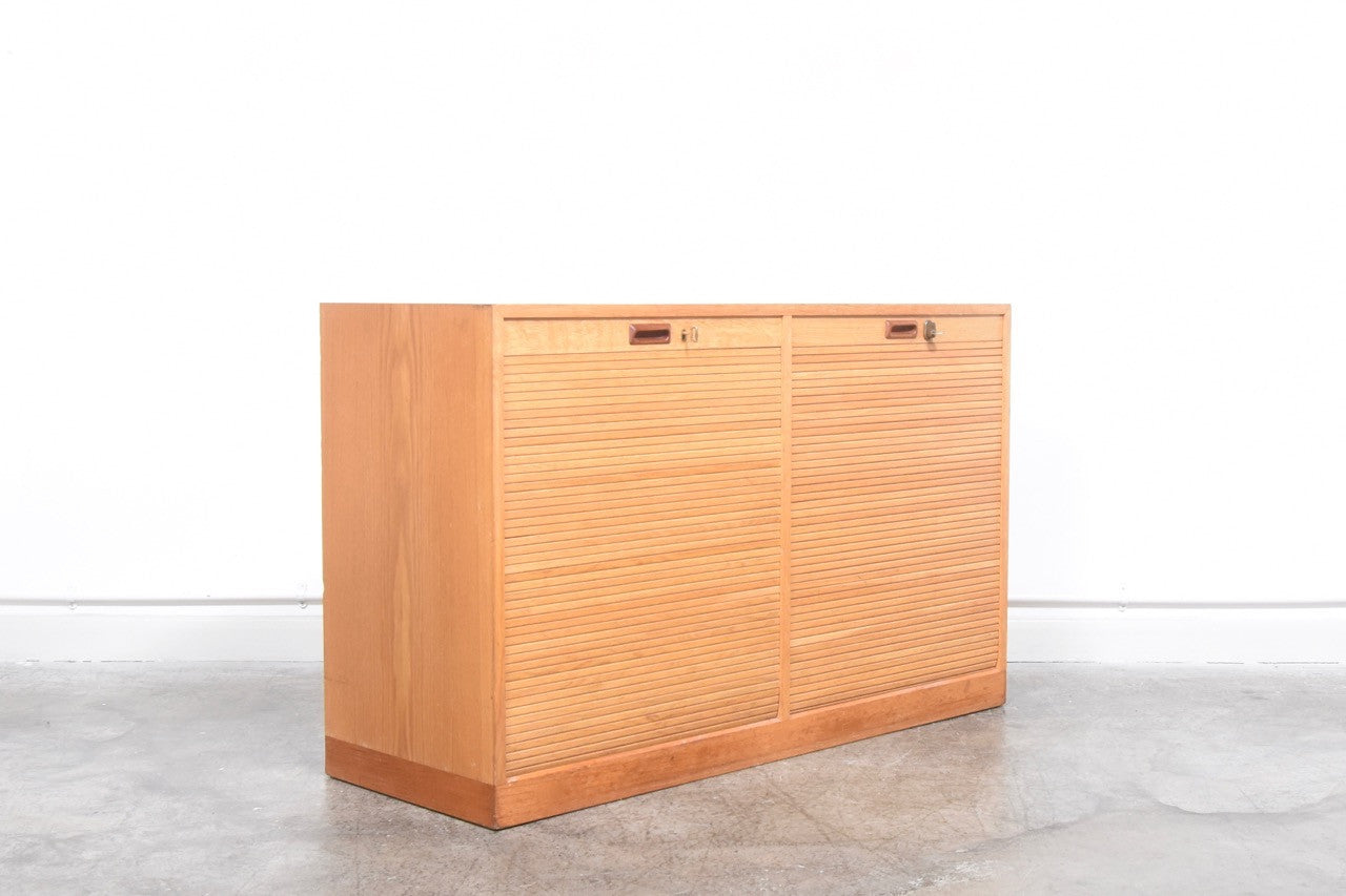 Oak filing unit with tambour doors