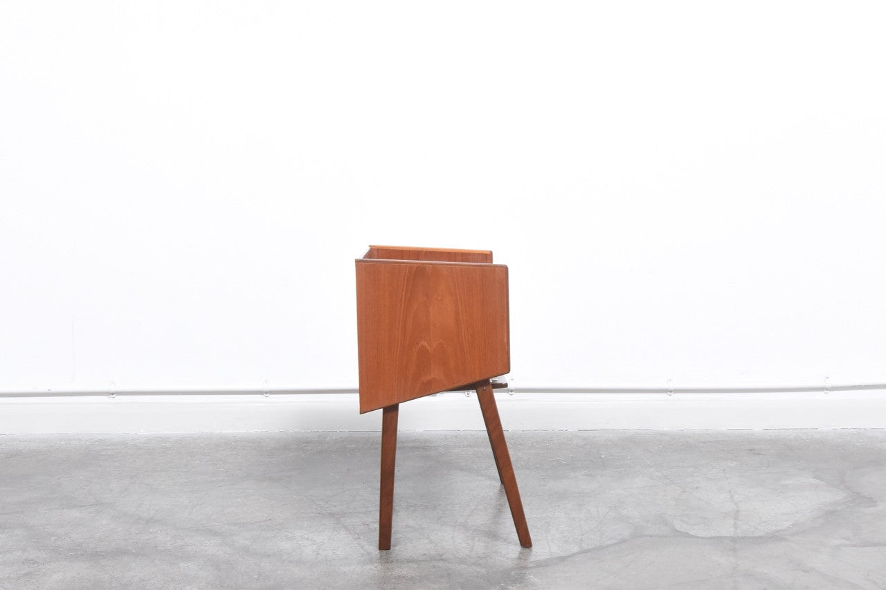 Teak side table with drawer + magazine shelf