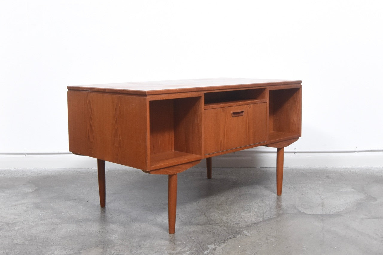 Teak desk with six drawers