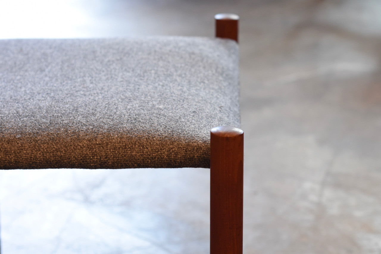 Just in: Teak foot stool with new grey upholstery