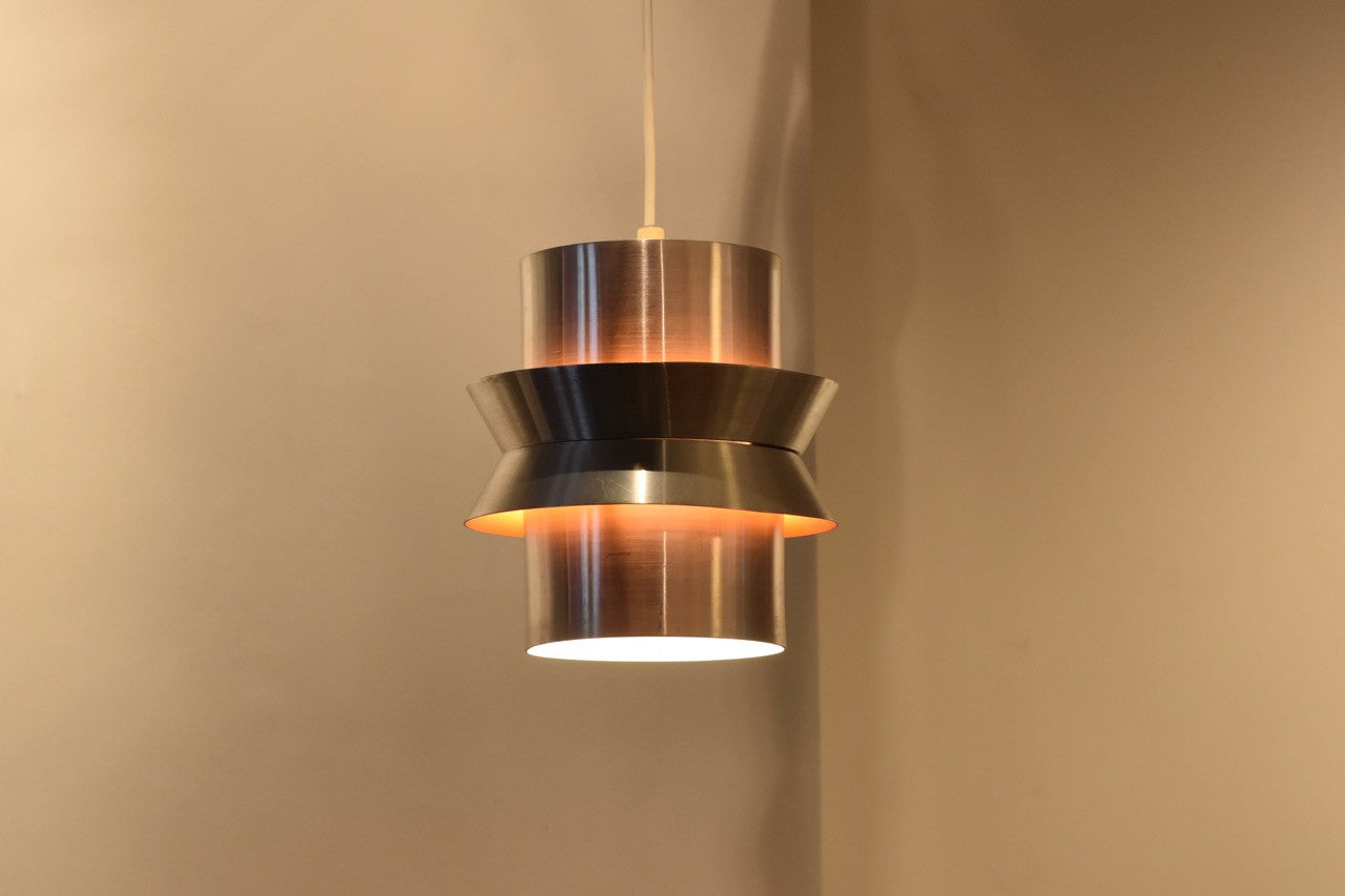 Chrome ceiling light with orange interior