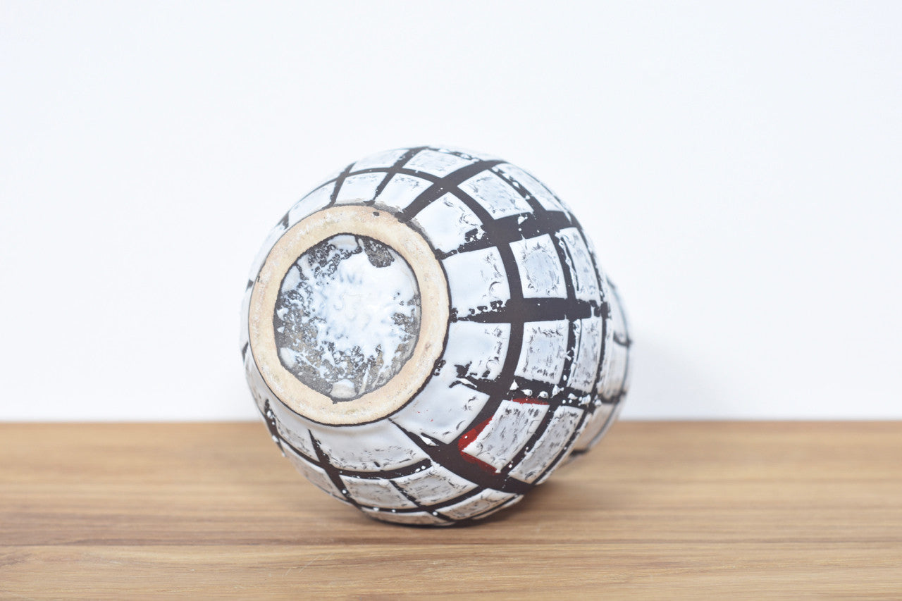 West German vase with tiled white glaze