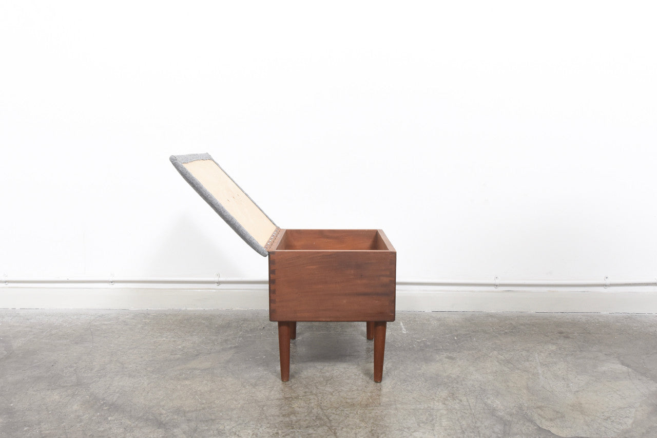 Teak foot stool with storage