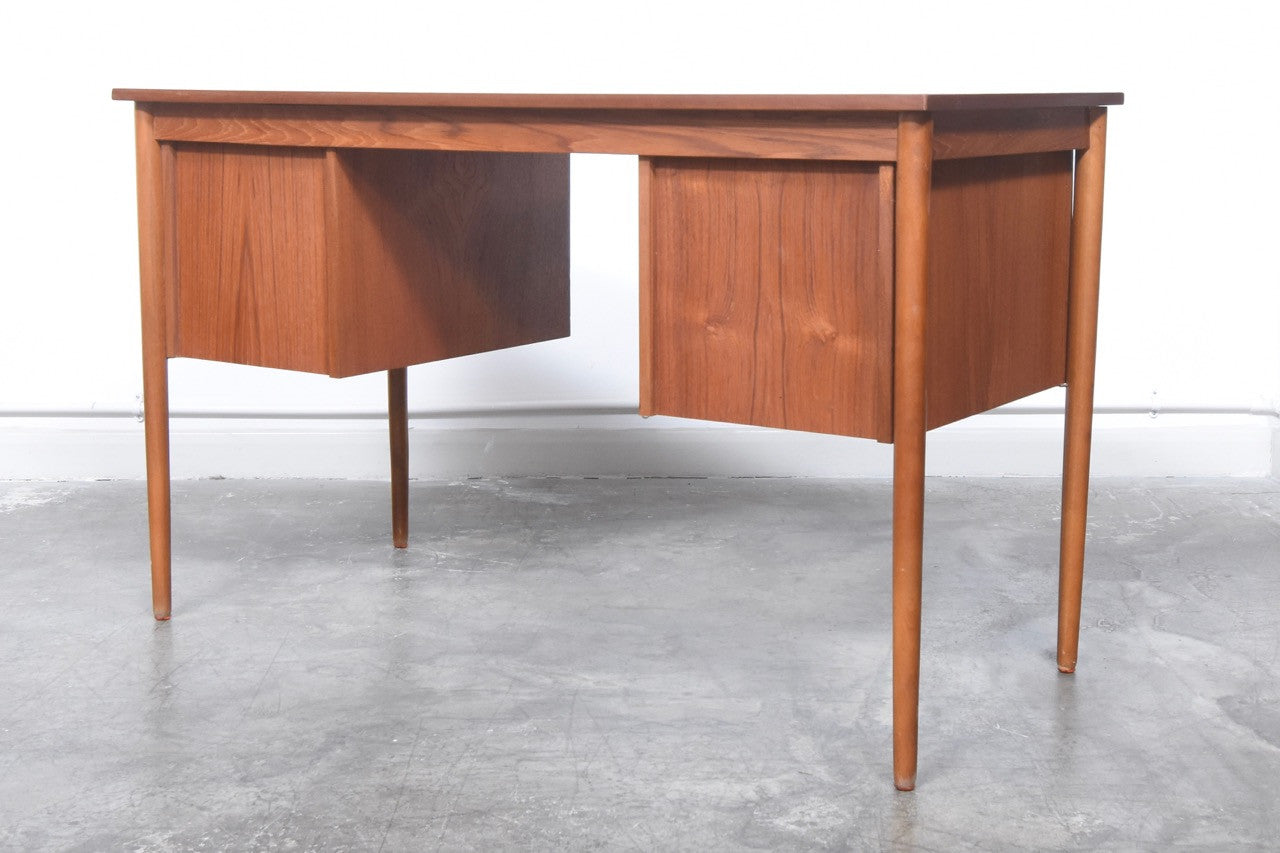 Teak desk with six drawers