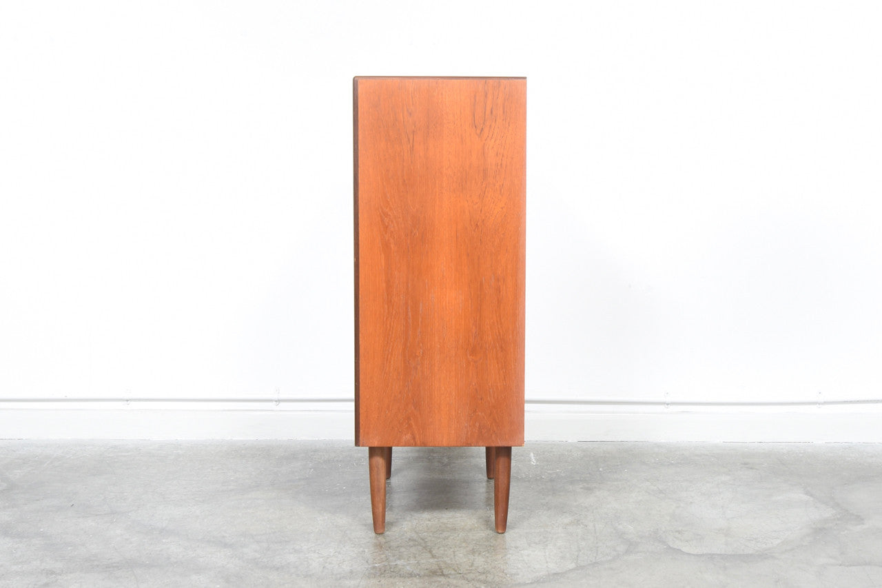 Teak chest of drawers with inset handles