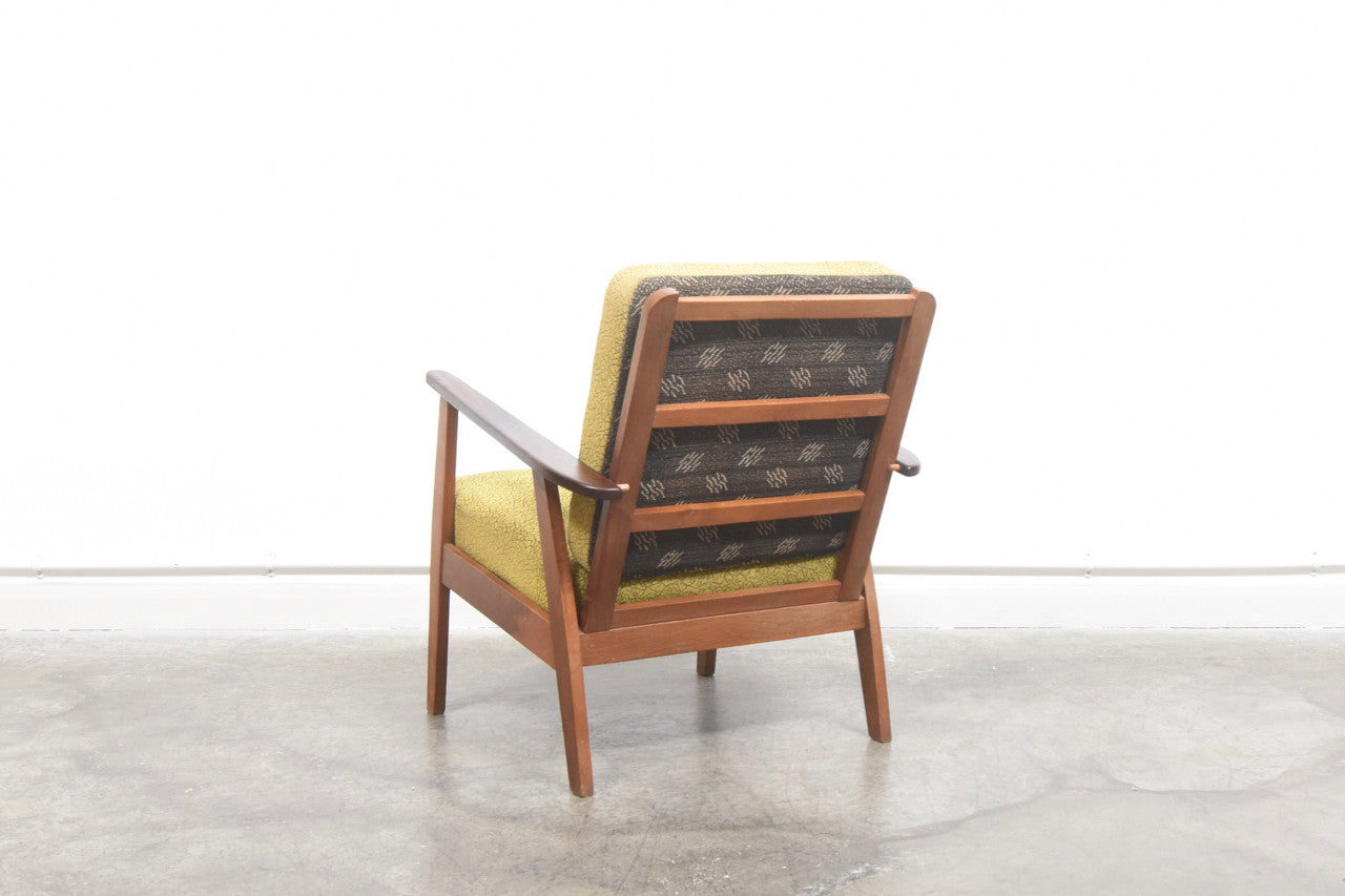 Teak + oak lounger with reversible cushions