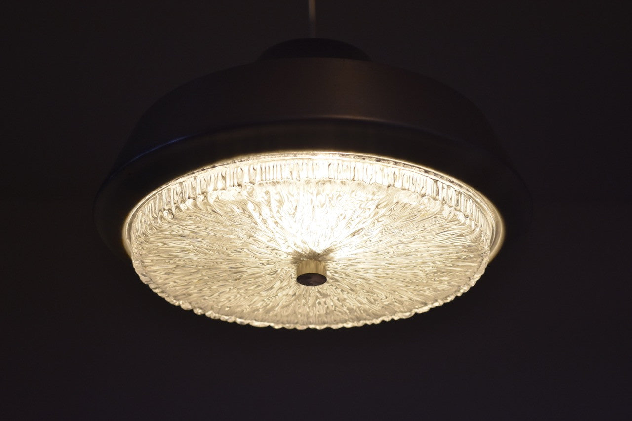 Cut glass spun aluminium ceiling light