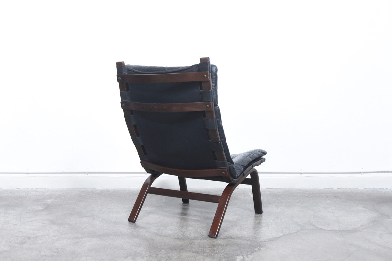 High back leather lounger by Farstrup