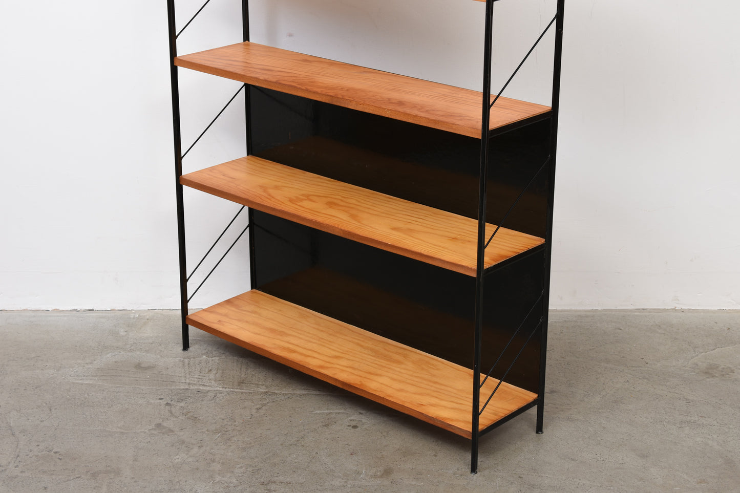 1960s pine + metal bookshelf