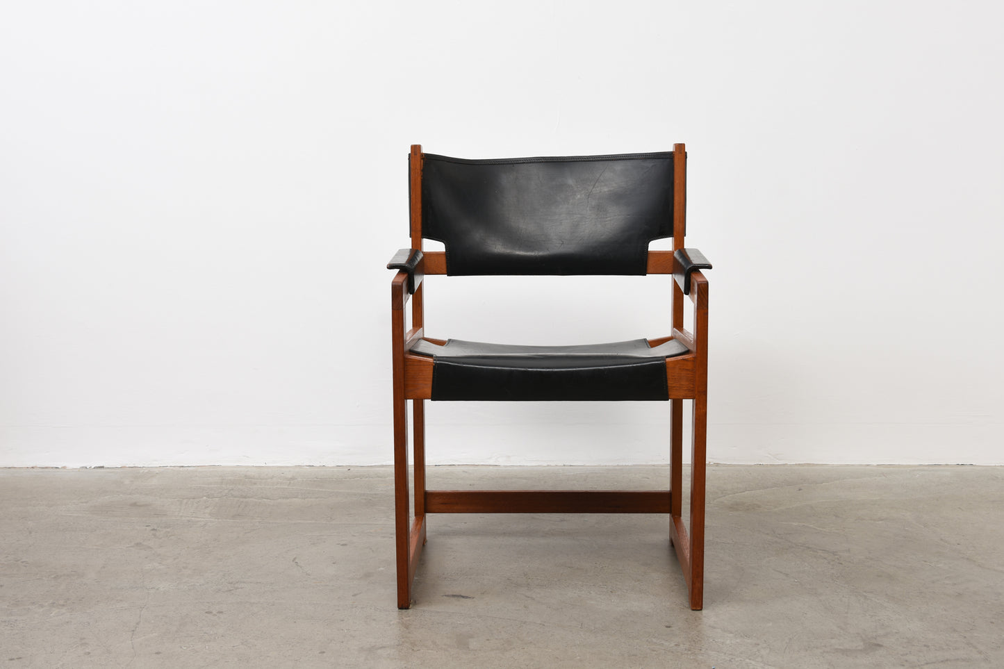 Two available: Teak + leather armchairs by Sven-Kai Larsen
